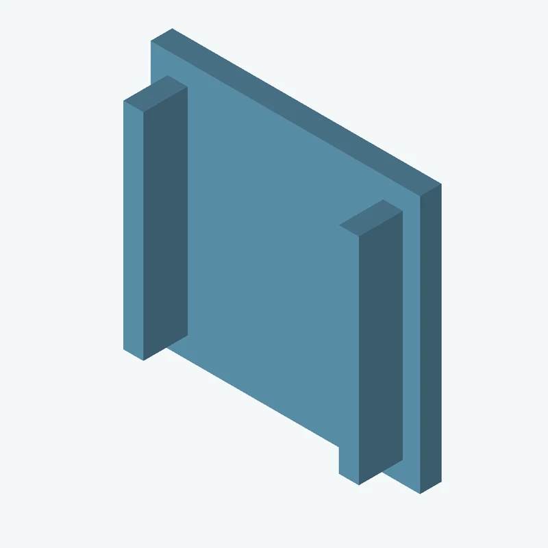 Rectangular body, 50 × 47.9 × 4 mm (W×D×H) — 3823