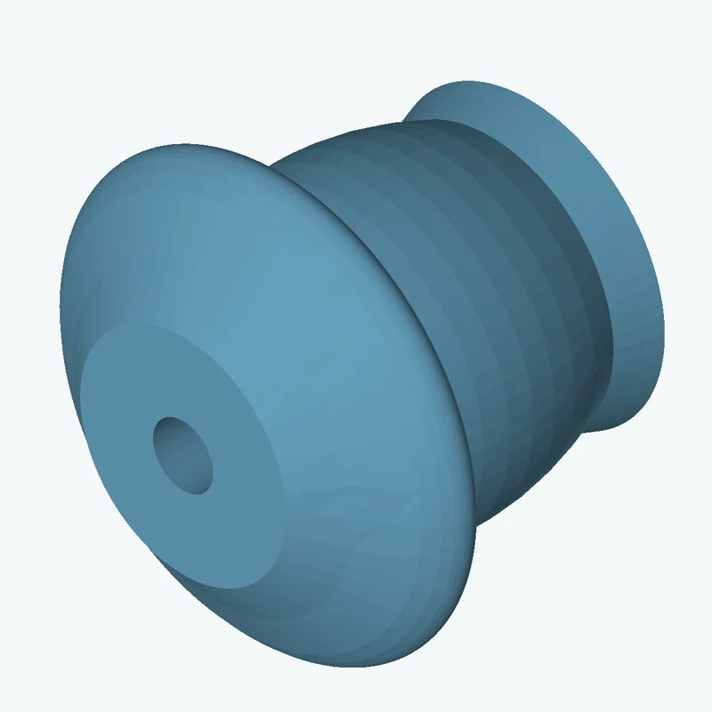 Revolved organic body from a freeform sketched section (6 segments: 3 straight, 1 arc, 2 curves), ~15.585 × 35.81 mm half-silhouet — 0755