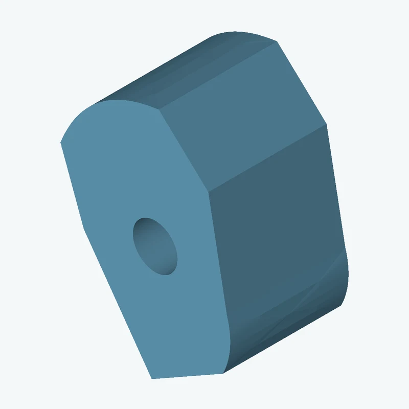 freeform sketched section (7 segments: 5 straight, 2 curves), ~31.404 × 44.661 mm, extruded 22.3 mm thick — 1671