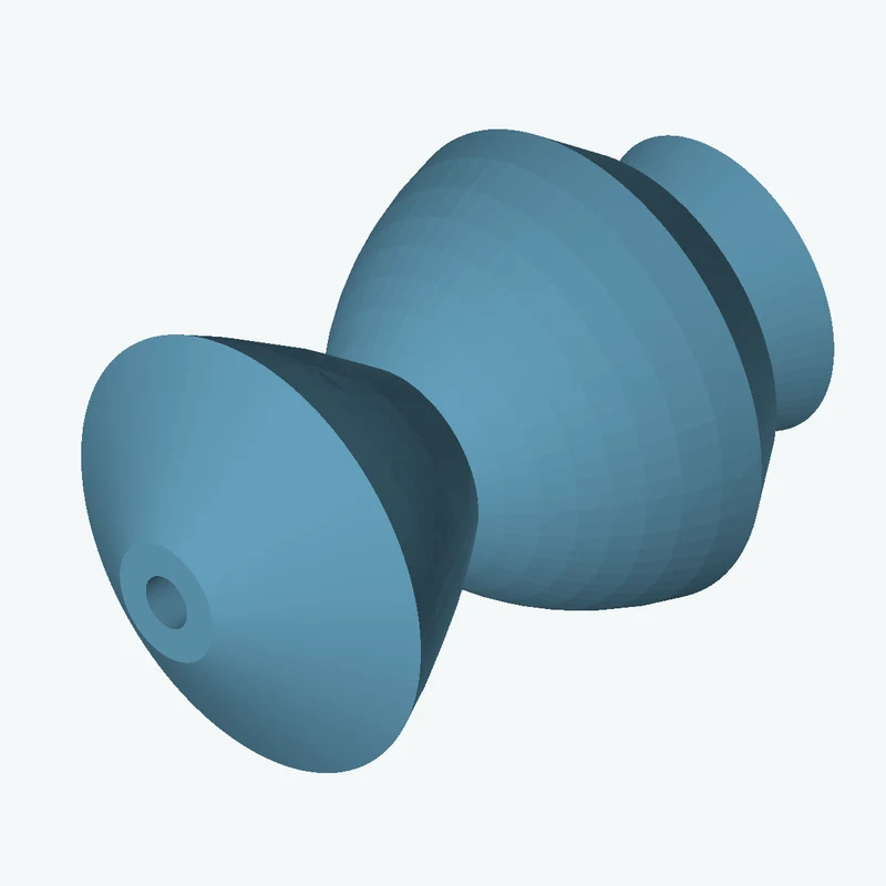Revolved organic body from a freeform sketched section (8 segments: 5 straight, 1 arc, 2 curves), ~15.681 × 53.72 mm half-silhouet — 2132