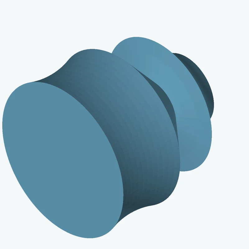 Revolved organic body from a freeform sketched section (6 segments: 2 straight, 3 arcs, 1 curve), ~29.109 × 59.07 mm half-silhouet — 2925