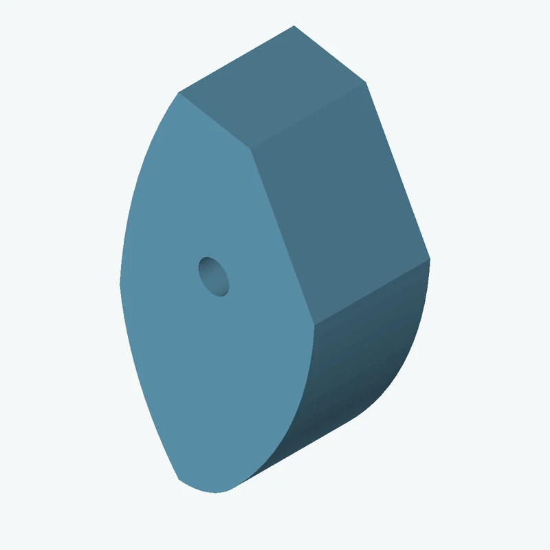 freeform sketched section (6 segments: 2 straight, 4 arcs), ~33.666 × 57.93 mm, extruded 20 mm thick — 3063