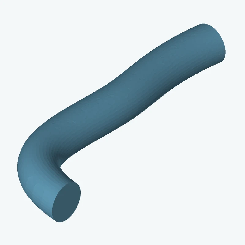 Ø6.6 mm circular section swept along a curved path, ~45 mm span — 0007