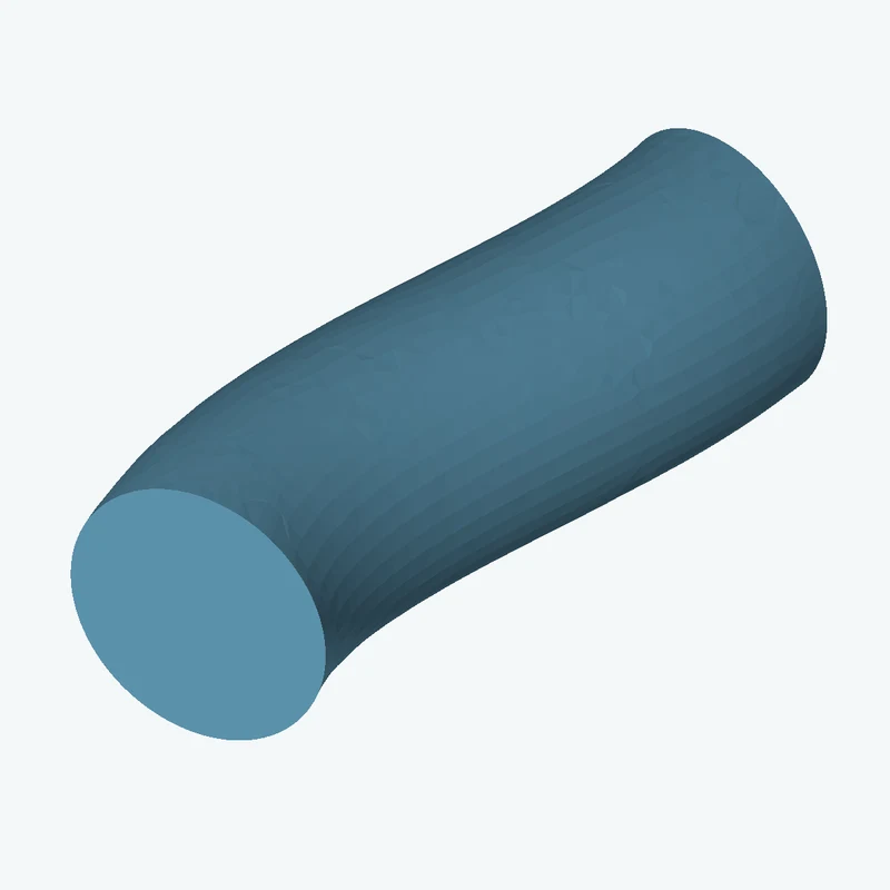 Ø16.3 mm circular section swept along a curved path, ~45 mm span — 0010