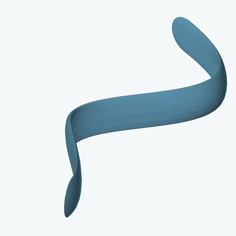 Ø16.5 mm circular section swept along a curved path, ~110 mm span — 0070