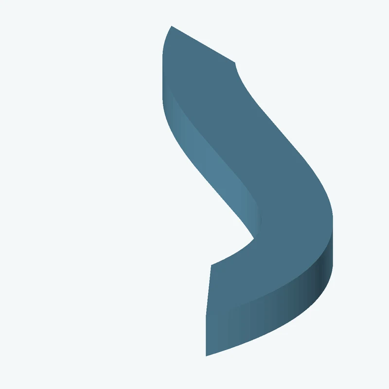 19.6 × 10.5 mm rectangular section swept along a curved path, ~80 mm span — 0150