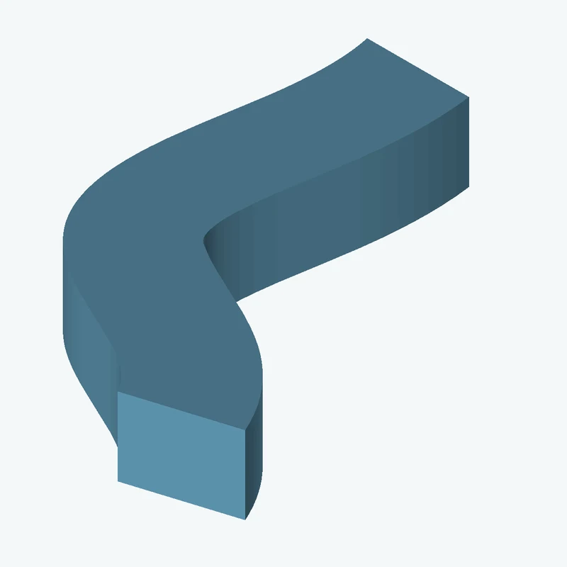 19.6 × 15 mm rectangular section swept along a curved path, ~80 mm span — 0258