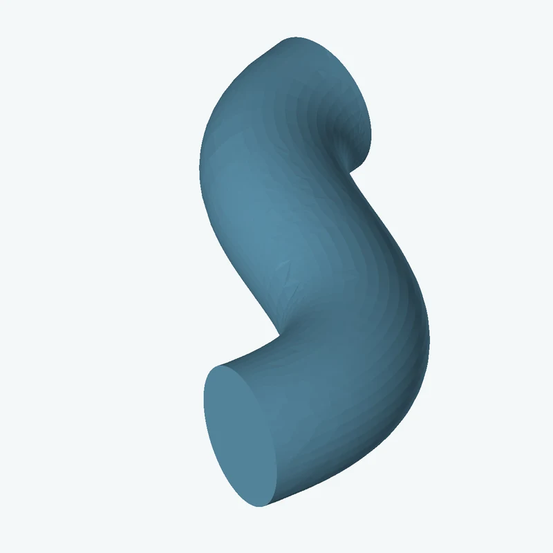 Ø17.6 mm circular section swept along a curved path, ~70 mm span — 0265