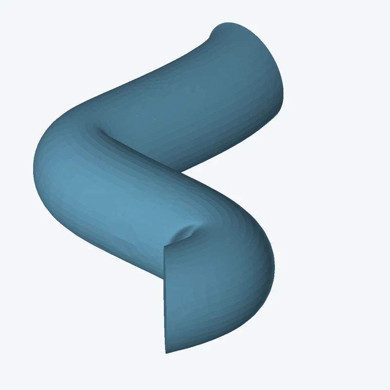 Ø12.8 mm circular section swept along a curved path, ~69.36 mm span — 0302