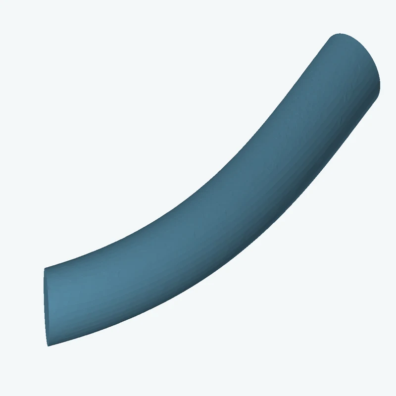 Ø14.7 mm circular section swept along a curved path, ~95 mm span — 0385