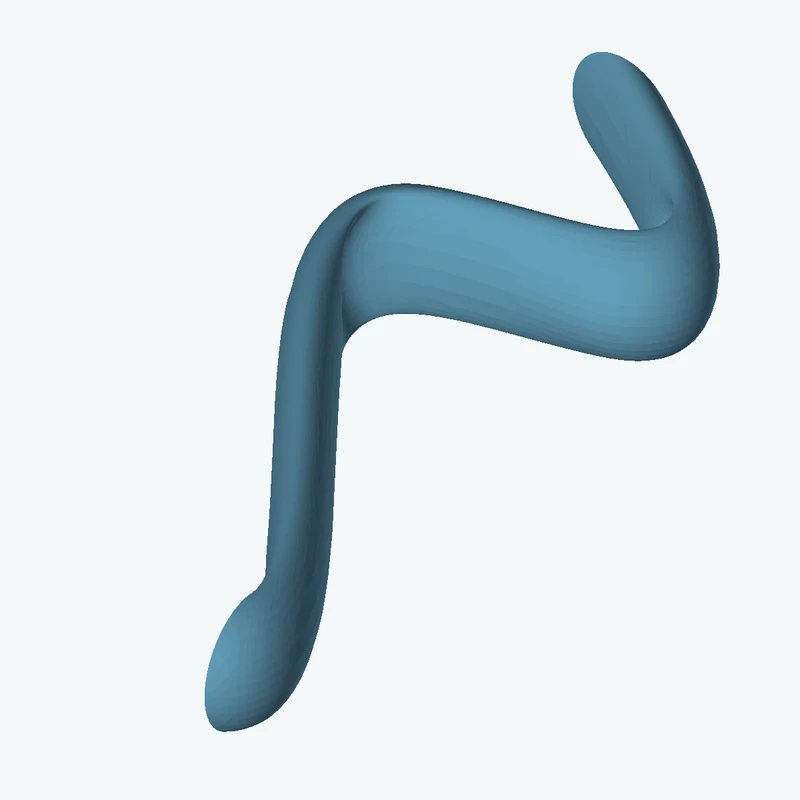 Ø9.7 mm circular section swept along a curved path, ~60 mm span — 0644