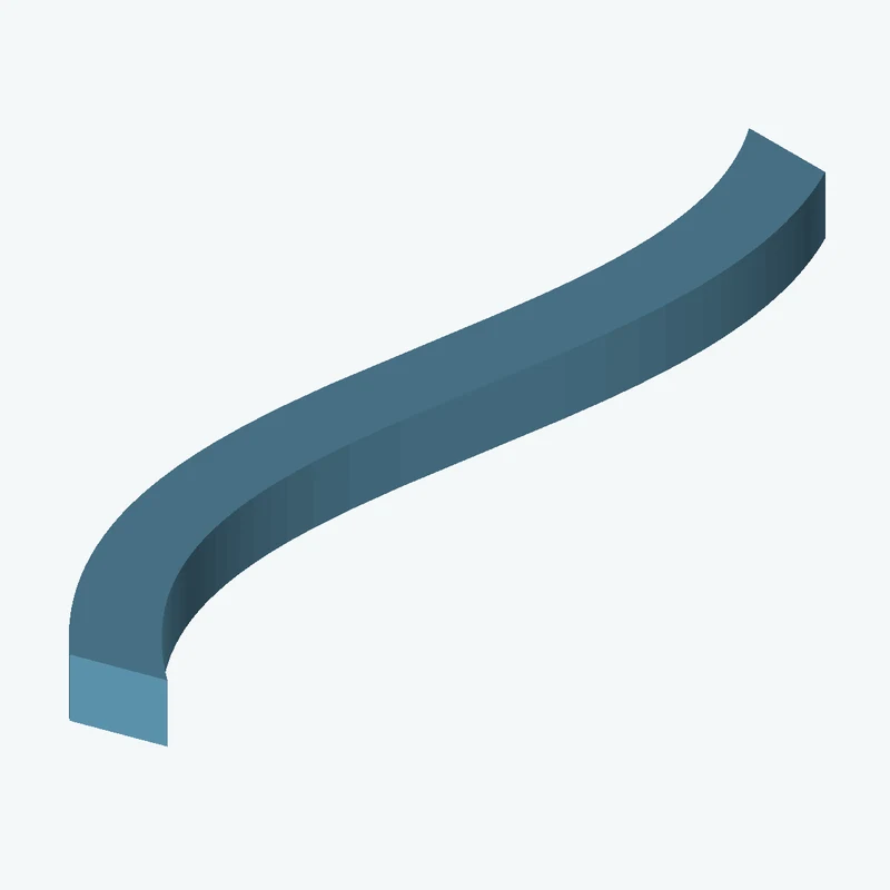 8.1 × 6.1 mm rectangular section swept along a curved path, ~83.18 mm span — 0729