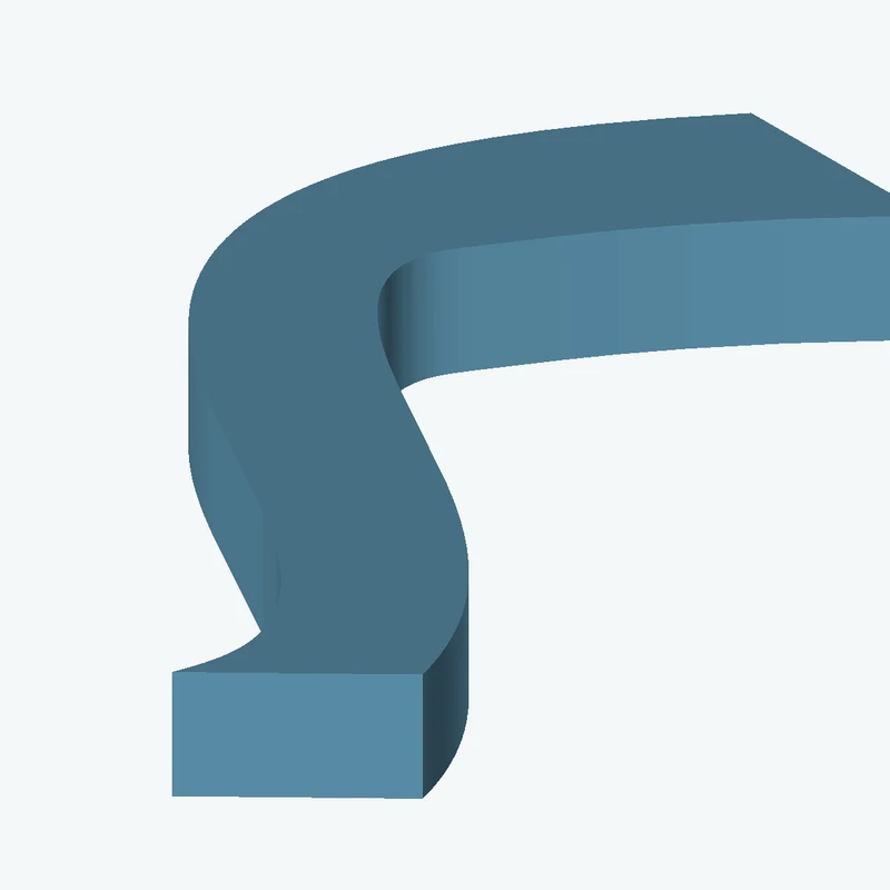 11.2 × 6.8 mm rectangular section swept along a curved path, ~45 mm span — 0777