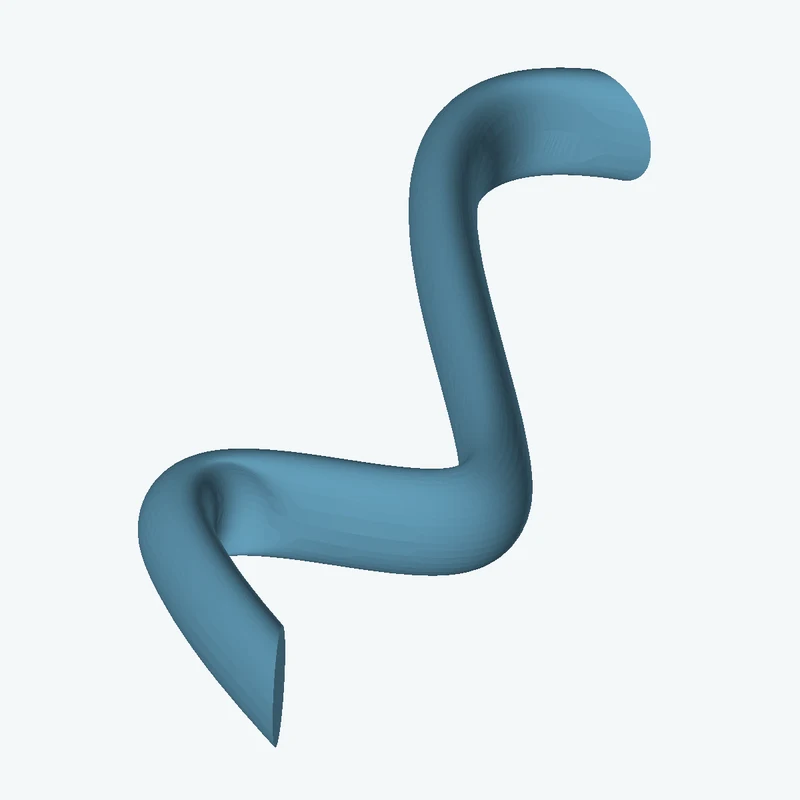 Ø12 mm circular section swept along a curved path, ~90 mm span — 0785