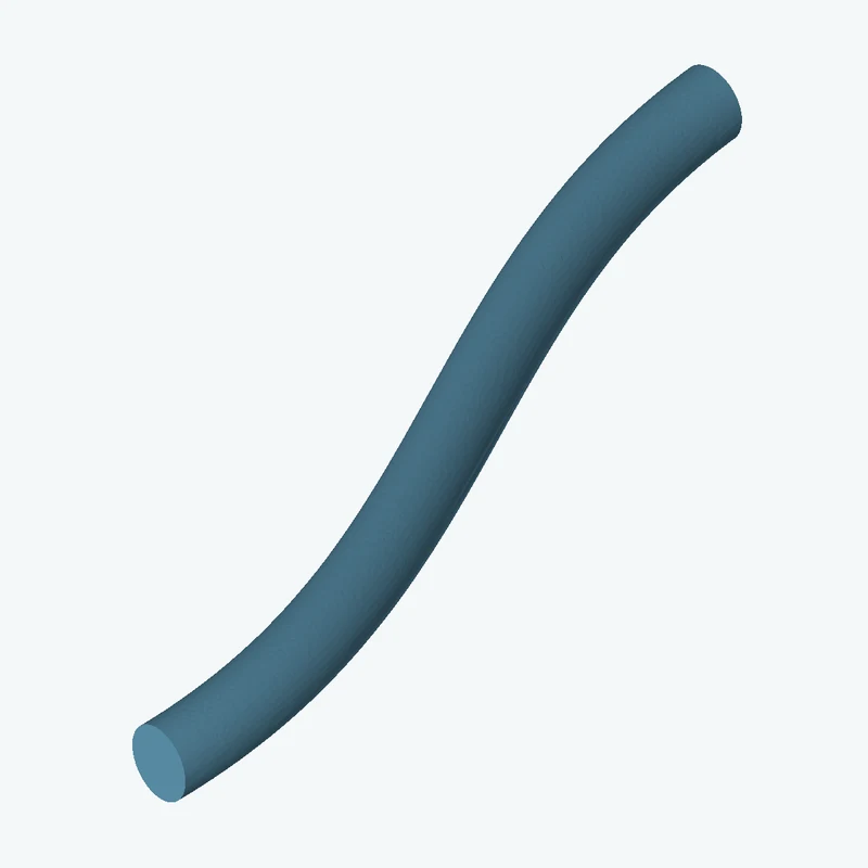 Ø7 mm circular section swept along a curved path, ~100 mm span — 0799