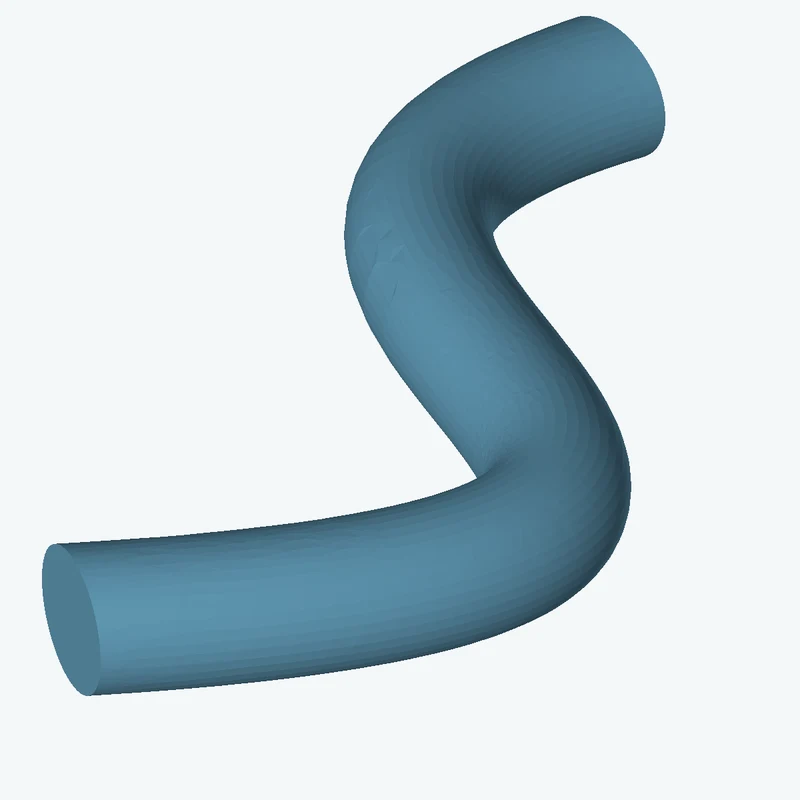 Ø15.9 mm circular section swept along a curved path, ~105.45 mm span — 0842