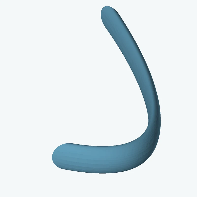 Ø7.4 mm circular section swept along a curved path, ~74.66 mm span — 0852