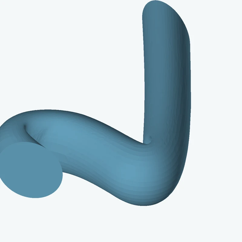 Ø16.6 mm circular section swept along a curved path, ~65.23 mm span — 0861