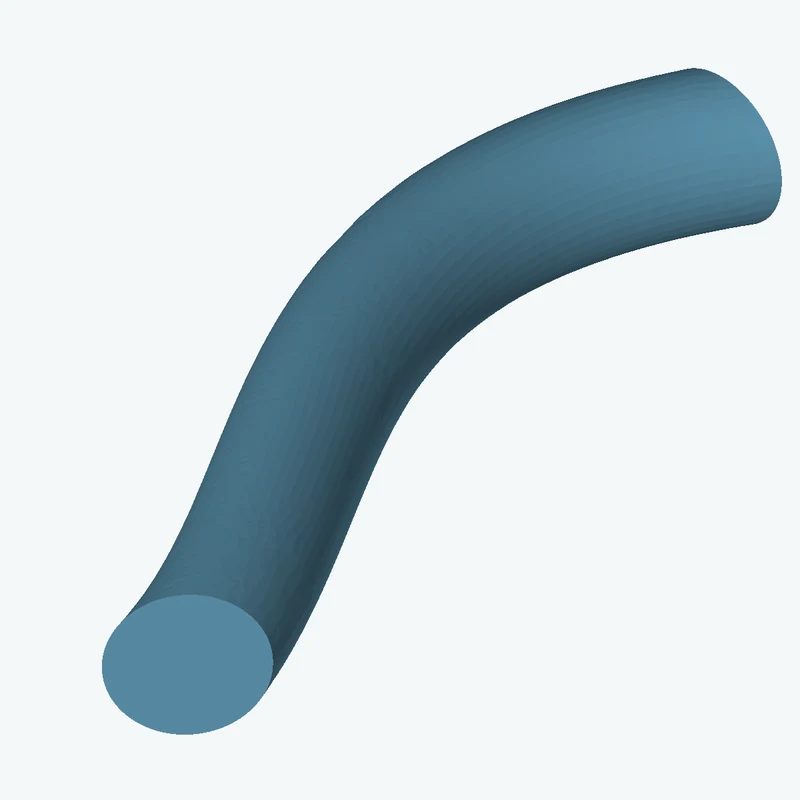 Ø15 mm circular section swept along a curved path, ~88.58 mm span — 0873