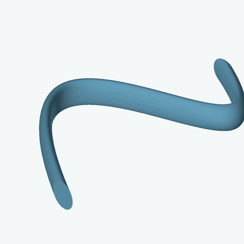 Ø9.4 mm circular section swept along a curved path, ~80 mm span — 0882