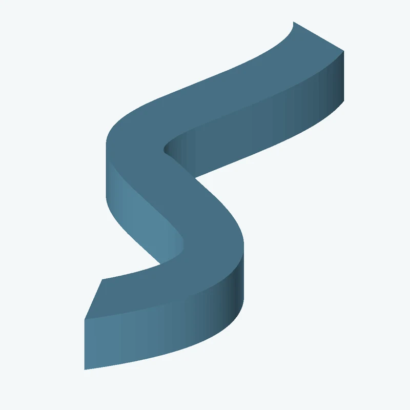 14.9 × 12.8 mm rectangular section swept along a curved path, ~100 mm span — 0913