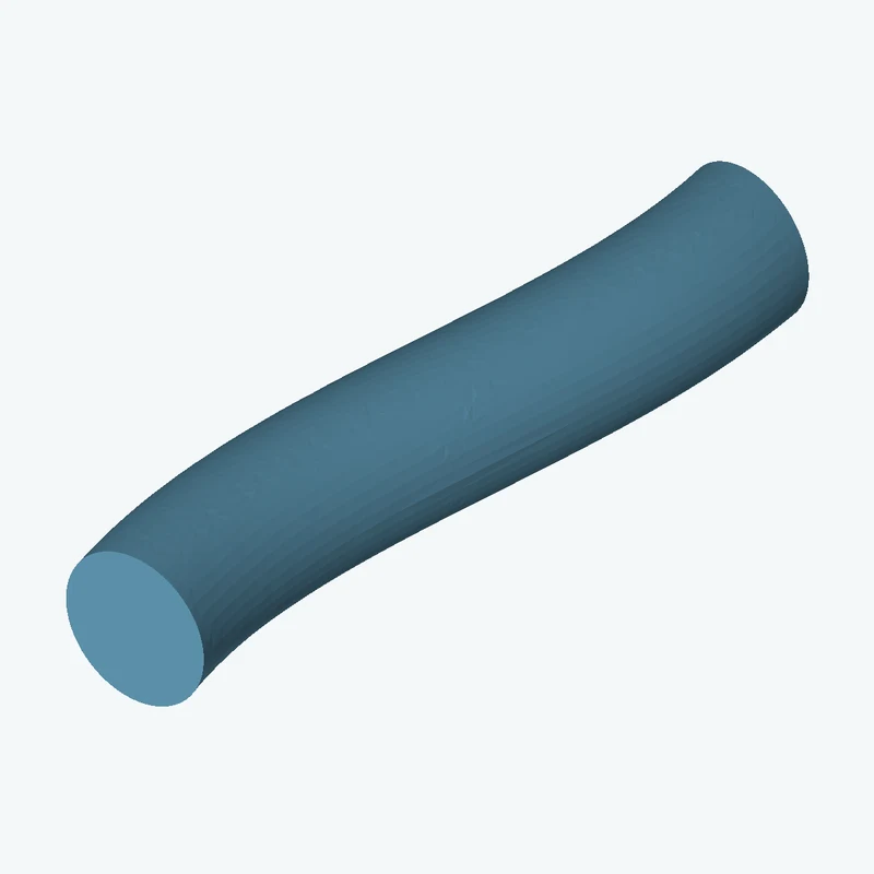 Ø14.4 mm circular section swept along a curved path, ~75 mm span — 0983