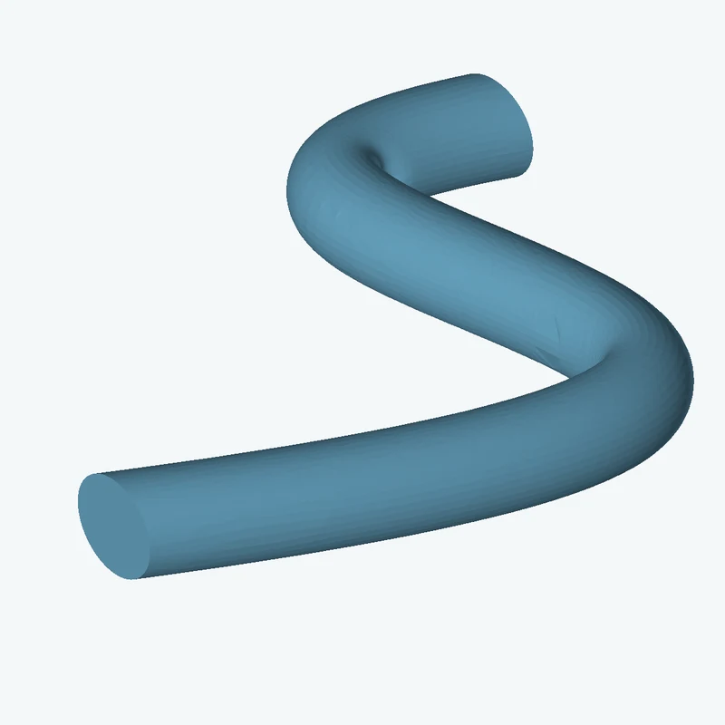 Ø14.2 mm circular section swept along a curved path, ~94.47 mm span — 1093