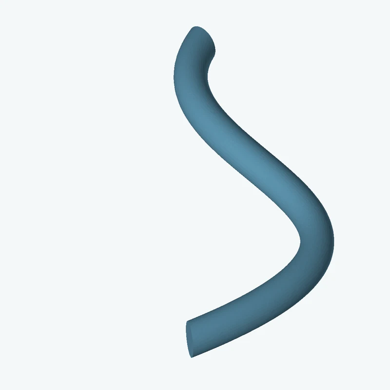 Ø6.3 mm circular section swept along a curved path, ~63.05 mm span — 1096