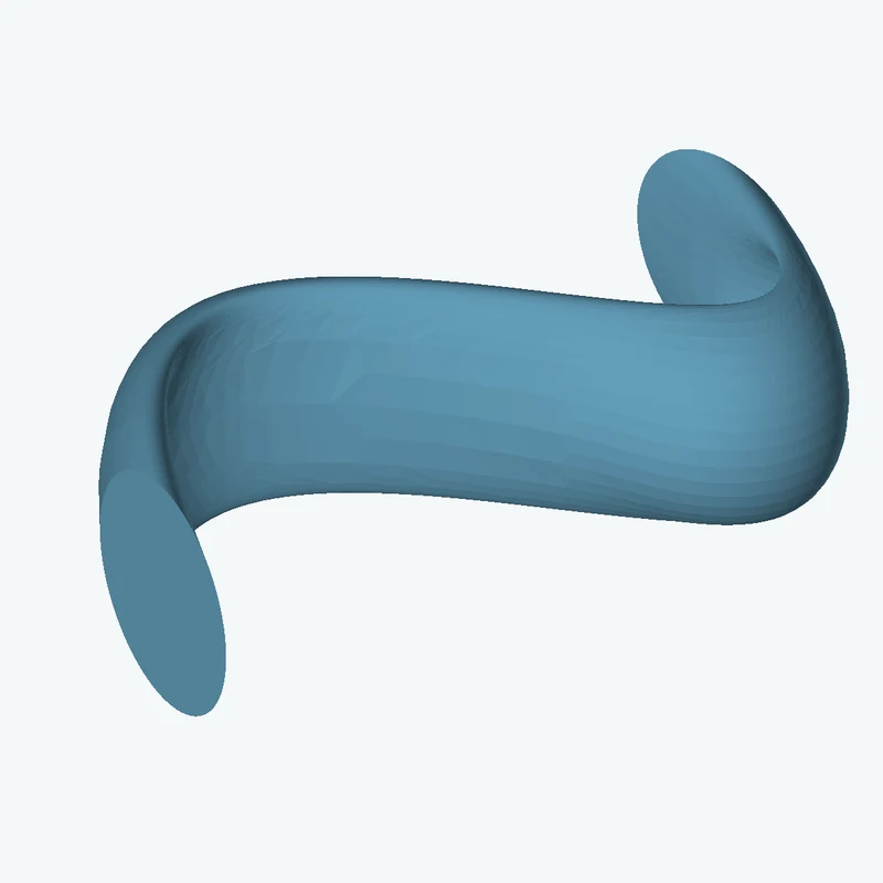 Ø14.5 mm circular section swept along a curved path, ~56.23 mm span — 1353