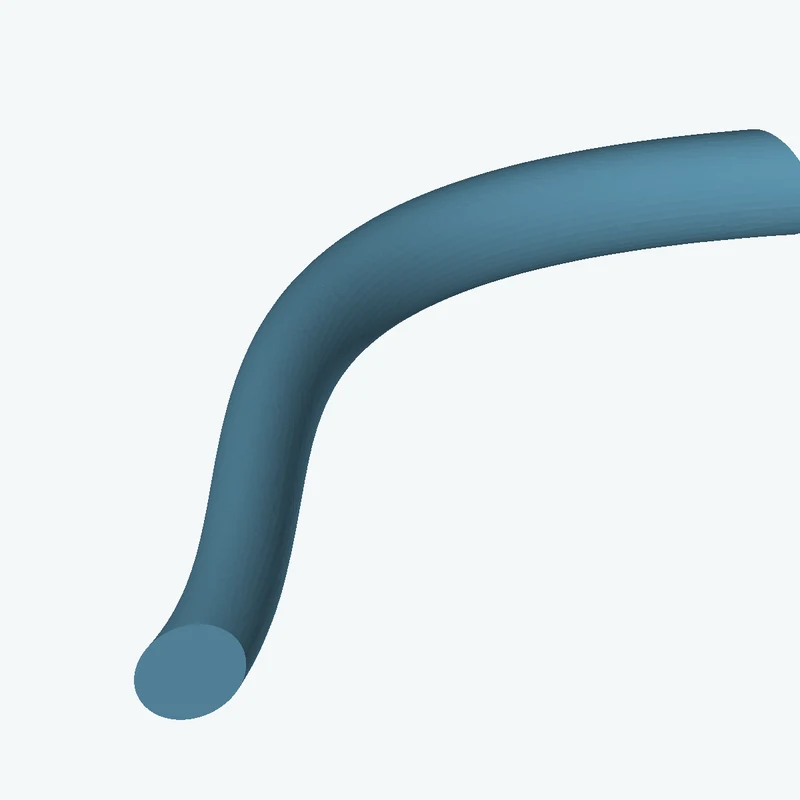 Ø11.9 mm circular section swept along a curved path, ~104.26 mm span — 1409