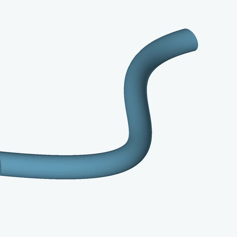 Ø6.2 mm circular section swept along a curved path, ~75 mm span — 1485