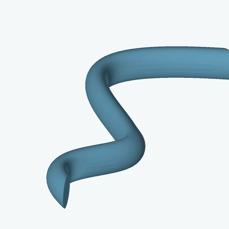 Ø14.3 mm circular section swept along a curved path, ~110 mm span — 1610
