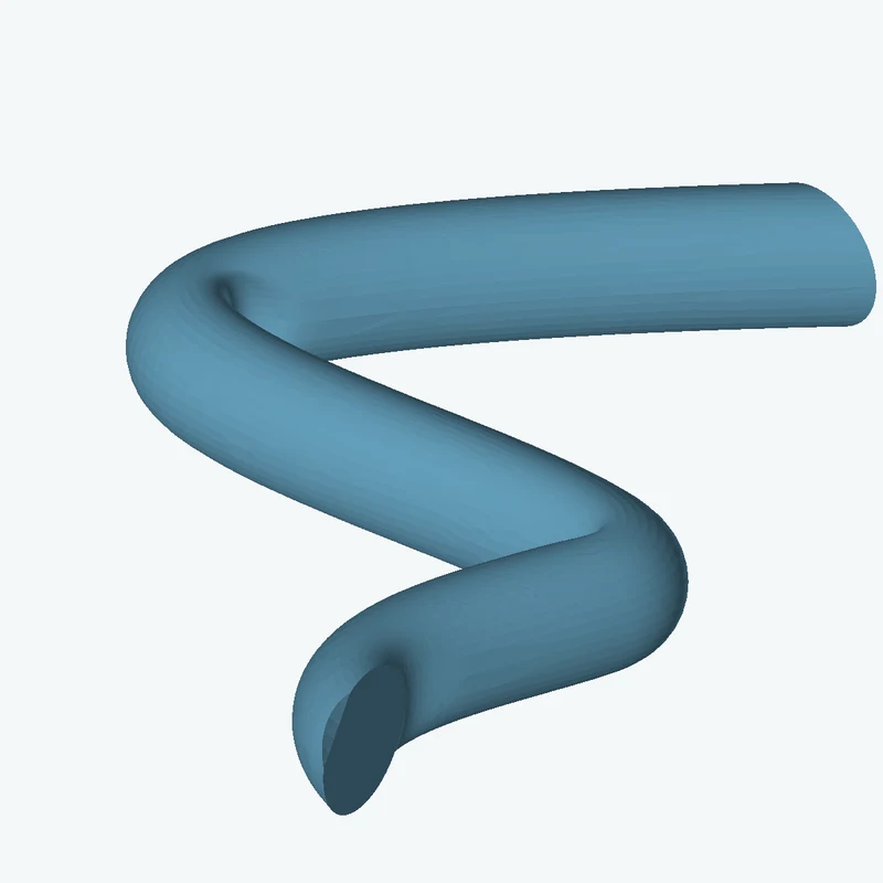 Ø16.4 mm circular section swept along a curved path, ~95.55 mm span — 1684