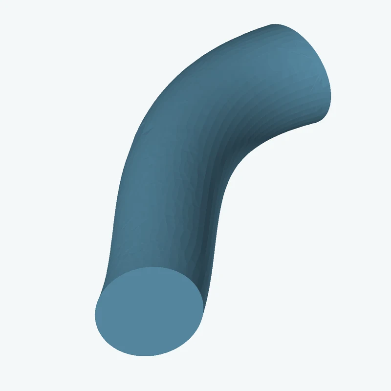 Ø15.3 mm circular section swept along a curved path, ~55 mm span — 1763