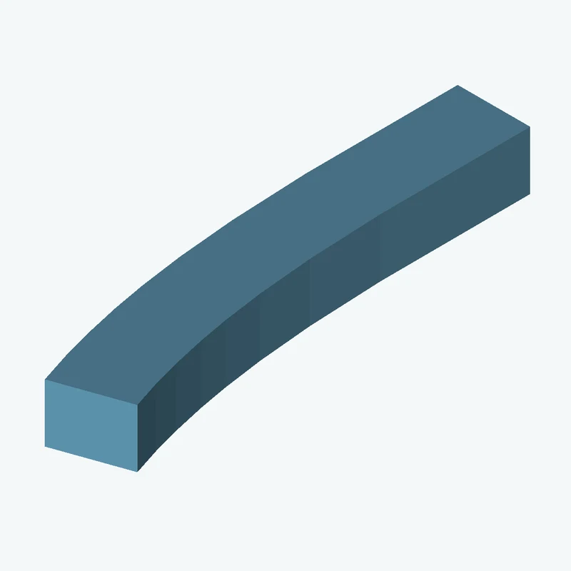 15.7 × 12.6 mm rectangular section swept along a curved path, ~97.29 mm span — 1853