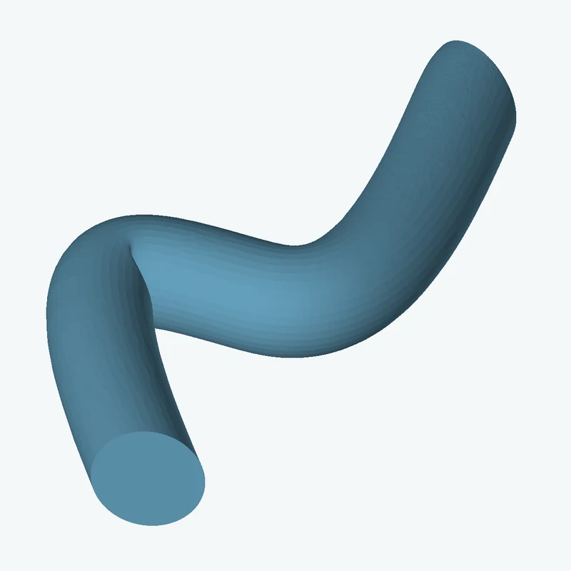 Ø17.2 mm circular section swept along a curved path, ~105.01 mm span — 1905