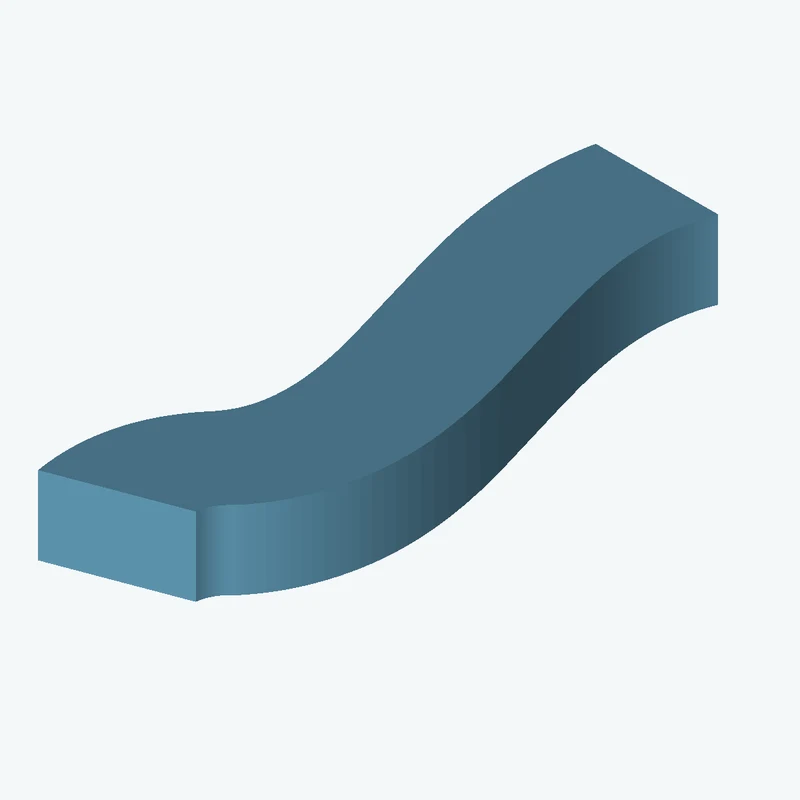 13 × 8.3 mm rectangular section swept along a curved path, ~57.31 mm span — 1906