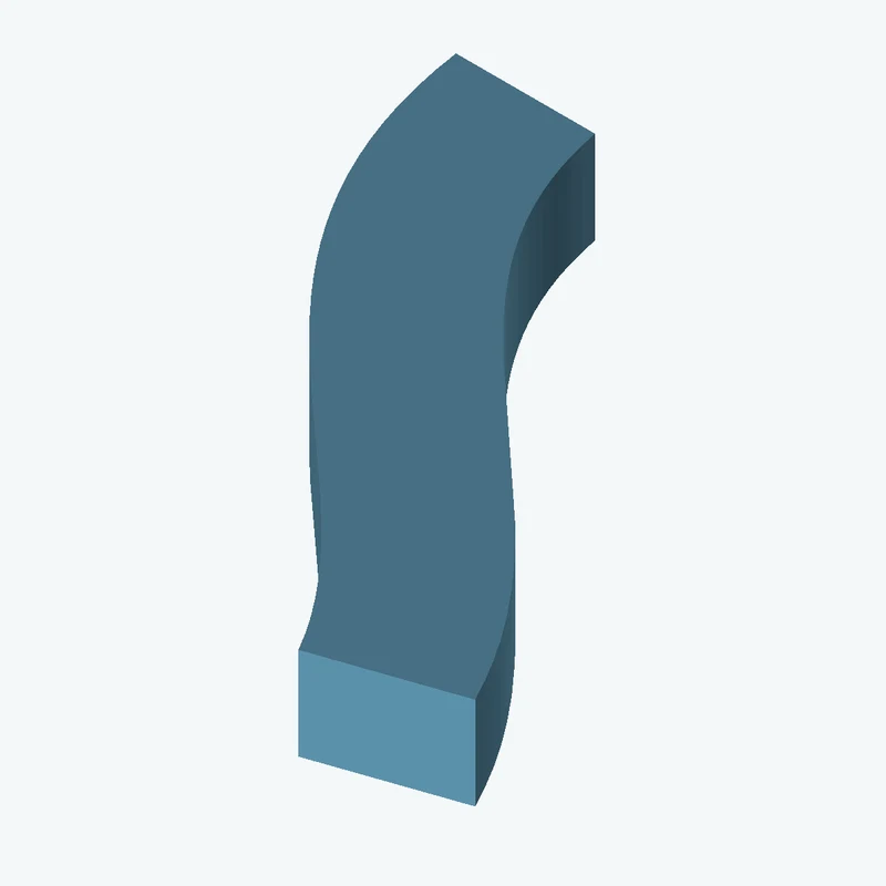 17 × 11.3 mm rectangular section swept along a curved path, ~70 mm span — 2136