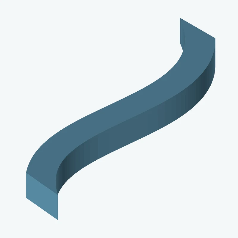 15.8 × 9.7 mm rectangular section swept along a curved path, ~95 mm span — 2143