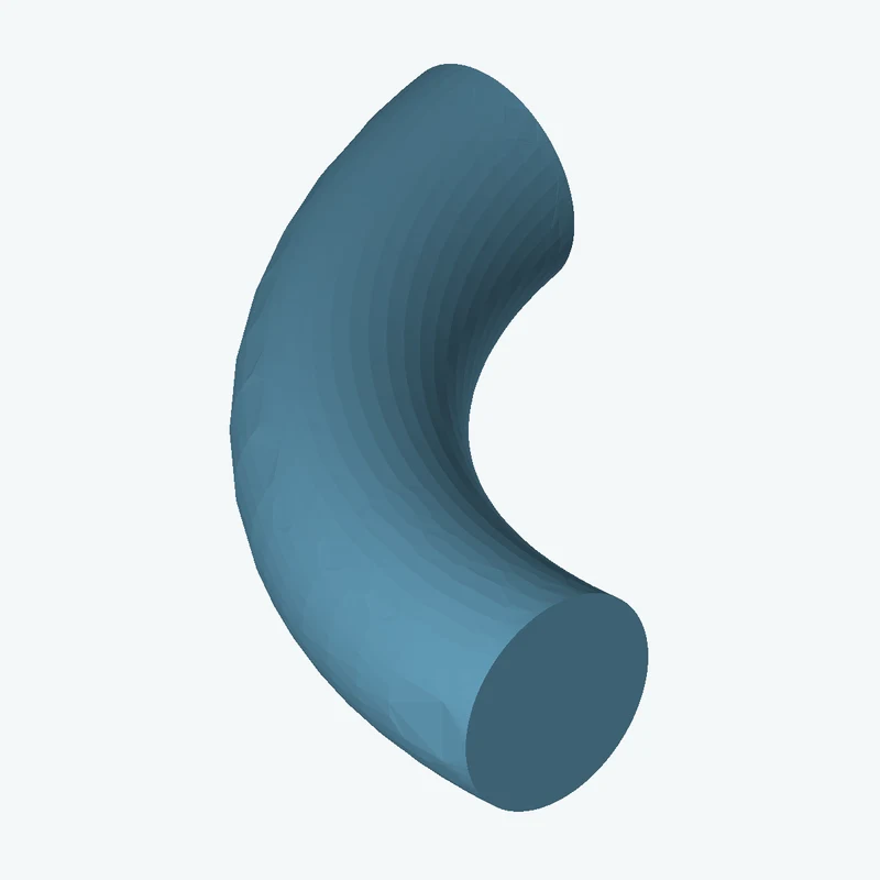 Ø17.7 mm circular section swept along a curved path, ~55 mm span — 2157