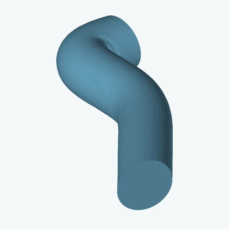 Ø16.9 mm circular section swept along a curved path, ~55 mm span — 2201