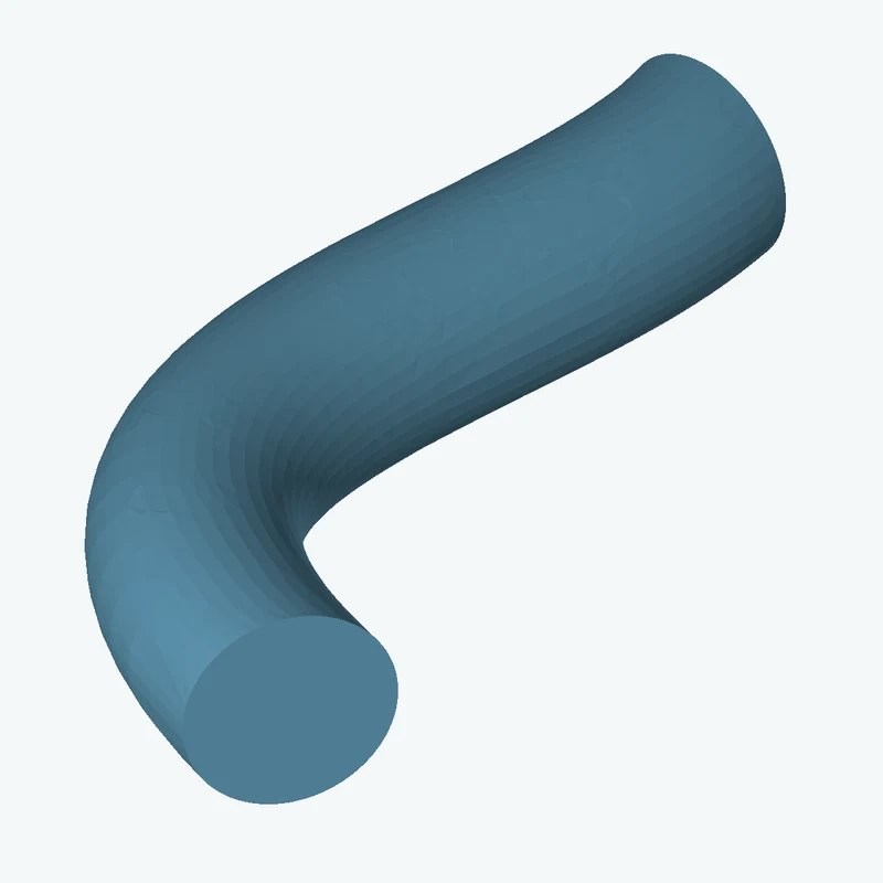 Ø17.7 mm circular section swept along a curved path, ~76.15 mm span — 2219