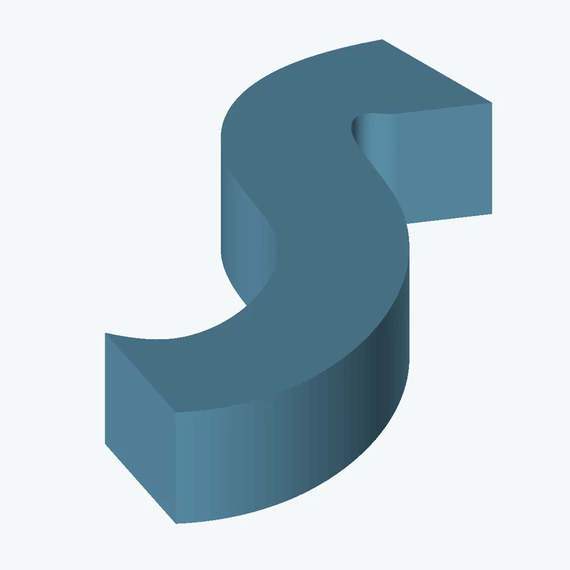 17.4 × 15.3 mm rectangular section swept along a curved path, ~65 mm span — 2329