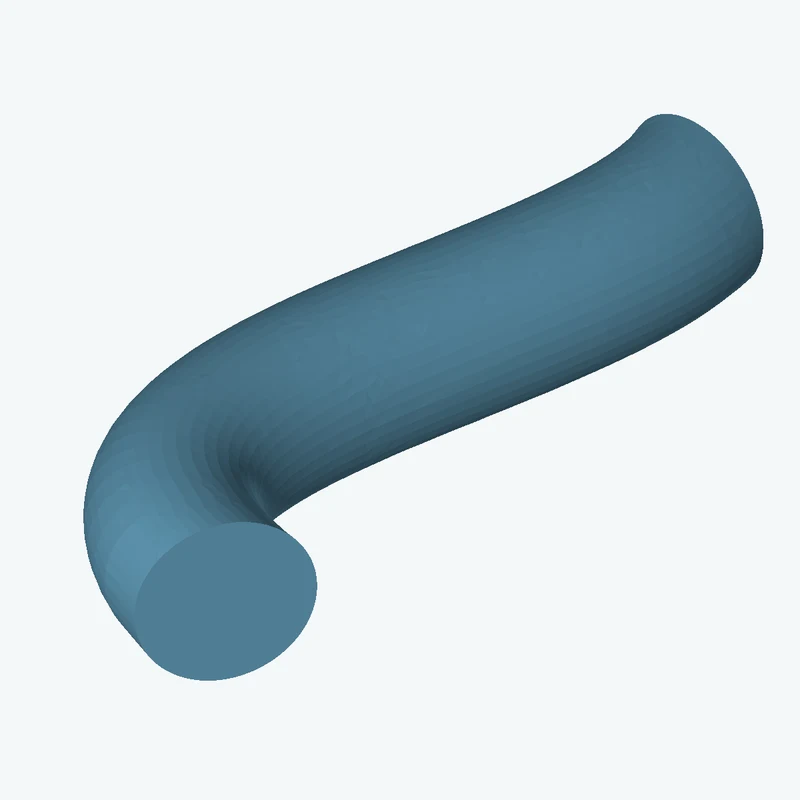 Ø12.7 mm circular section swept along a curved path, ~65 mm span — 2715