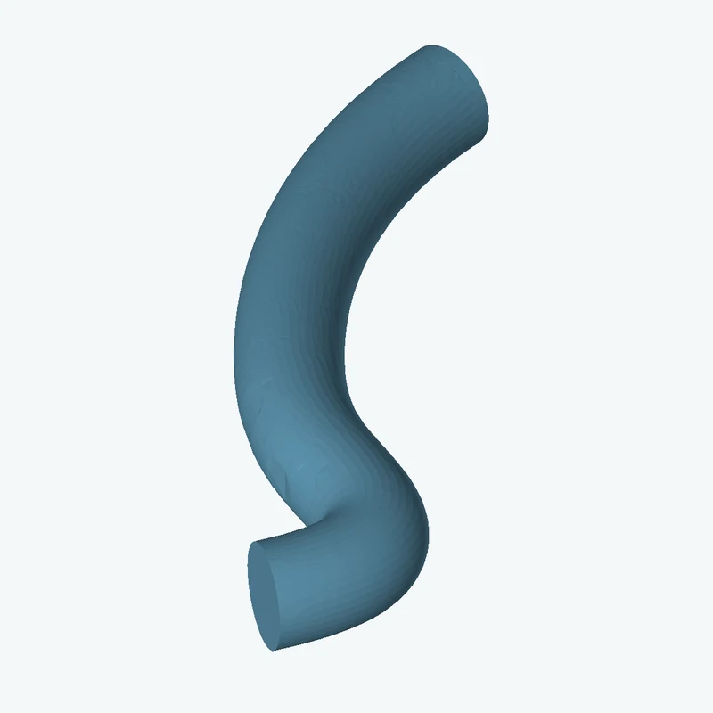 Ø12.7 mm circular section swept along a curved path, ~85 mm span — 2814