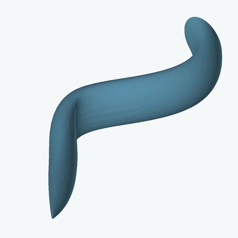 Ø13.7 mm circular section swept along a curved path, ~75.99 mm span — 2842