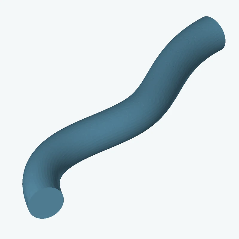 Ø12.2 mm circular section swept along a curved path, ~105.84 mm span — 2957