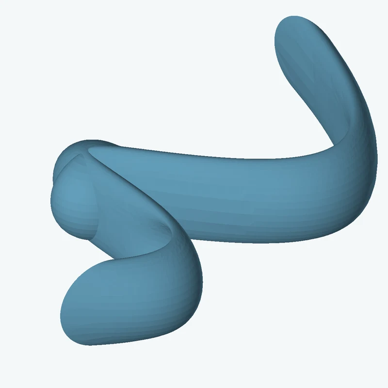 Ø17.1 mm circular section swept along a curved path, ~75.02 mm span — 3037