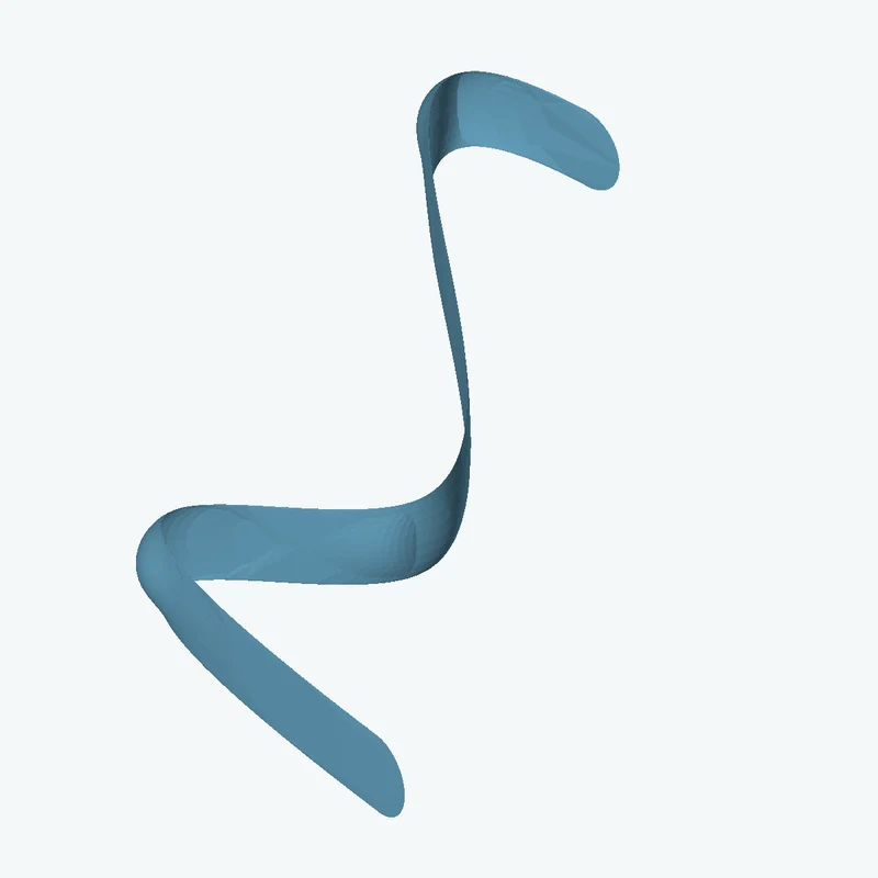 Ø7.2 mm circular section swept along a curved path, ~80 mm span — 3141