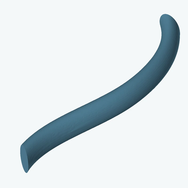 Ø11.4 mm circular section swept along a curved path, ~105 mm span — 3348